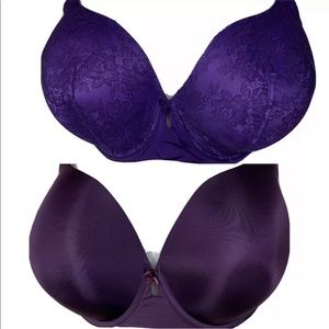 Torrid Curve Bra Purple Lace Satin Adjustable Strap Womens 42DDD LOT of 2